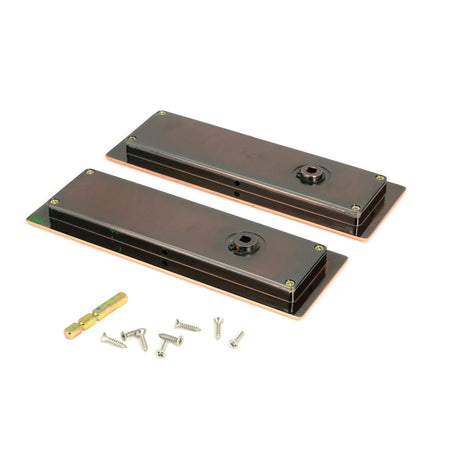 From The Anvil - Polished Bronze 175mm Art Deco Rectangular Pull -Privacy Set | Sku. 50138 | Trade Door Handles.