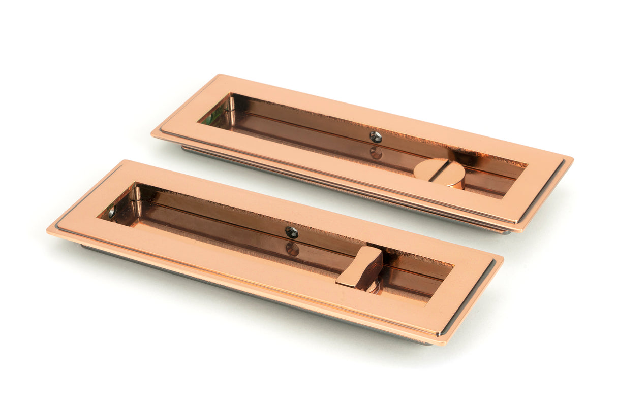 From The Anvil - Polished Bronze 175mm Art Deco Rectangular Pull -Privacy Set | Sku. 50138 | Trade Door Handles.