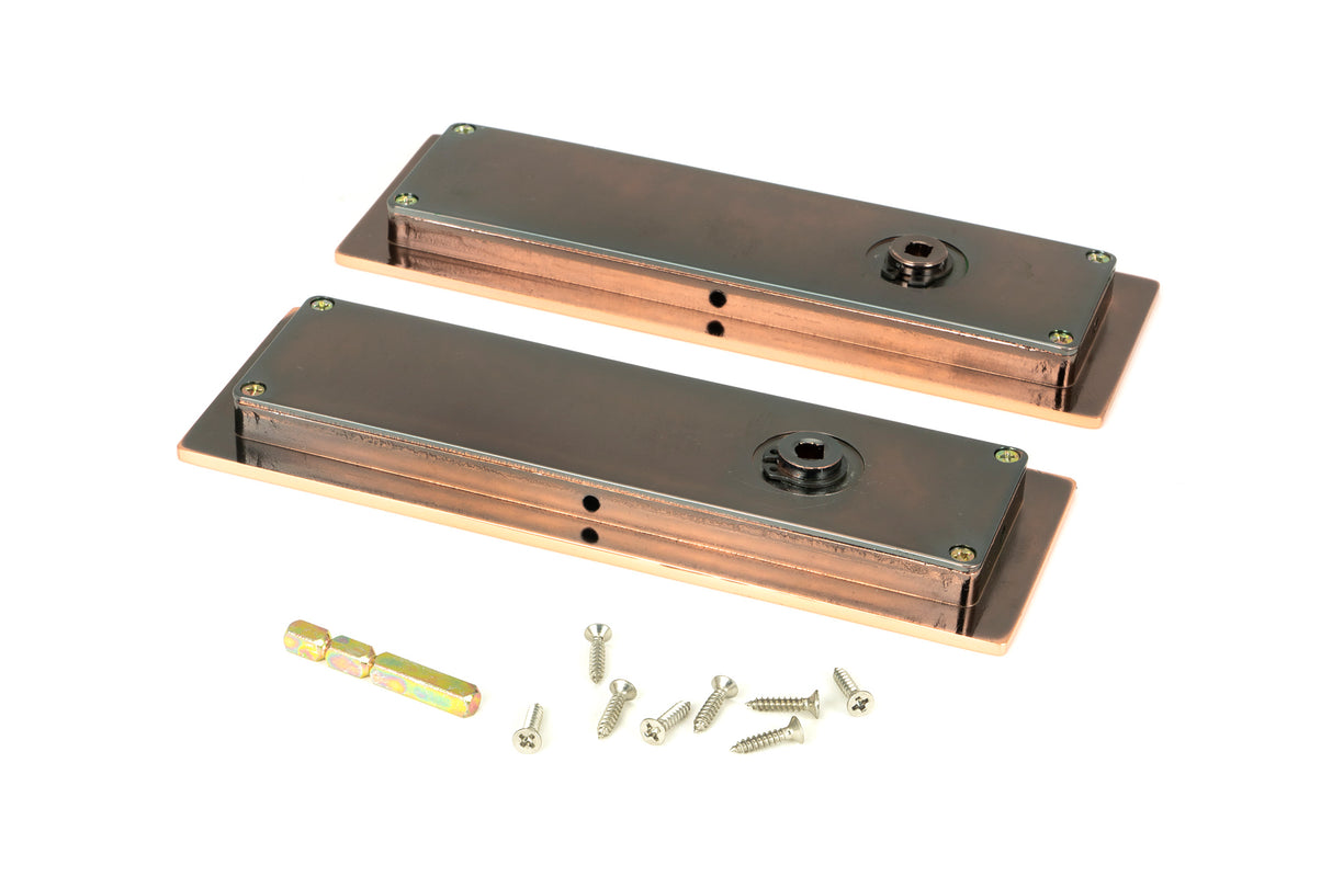 From The Anvil - Polished Bronze 175mm Plain Rectangular Pull - Privacy Set | Sku. 50140 | Trade Door Handles.