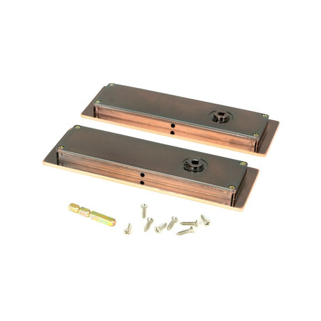 From The Anvil - Polished Bronze 175mm Plain Rectangular Pull - Privacy Set | Sku. 50140 | Trade Door Handles.