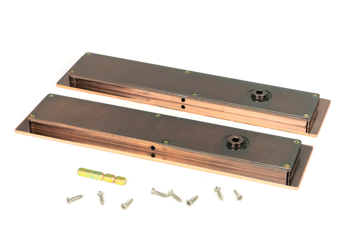 From The Anvil - Polished Bronze 250mm Plain Rectangular Pull - Privacy Set | Sku. 50141 | Trade Door Handles.