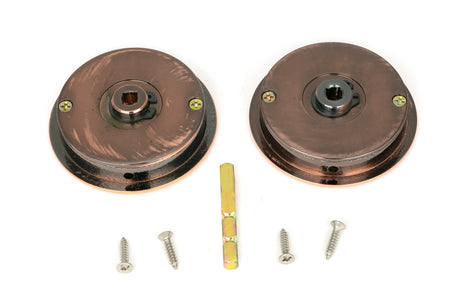 From The Anvil - Polished Bronze 60mm Art Deco Round Pull - Privacy Set | Sku. 50146 | Trade Door Handles.