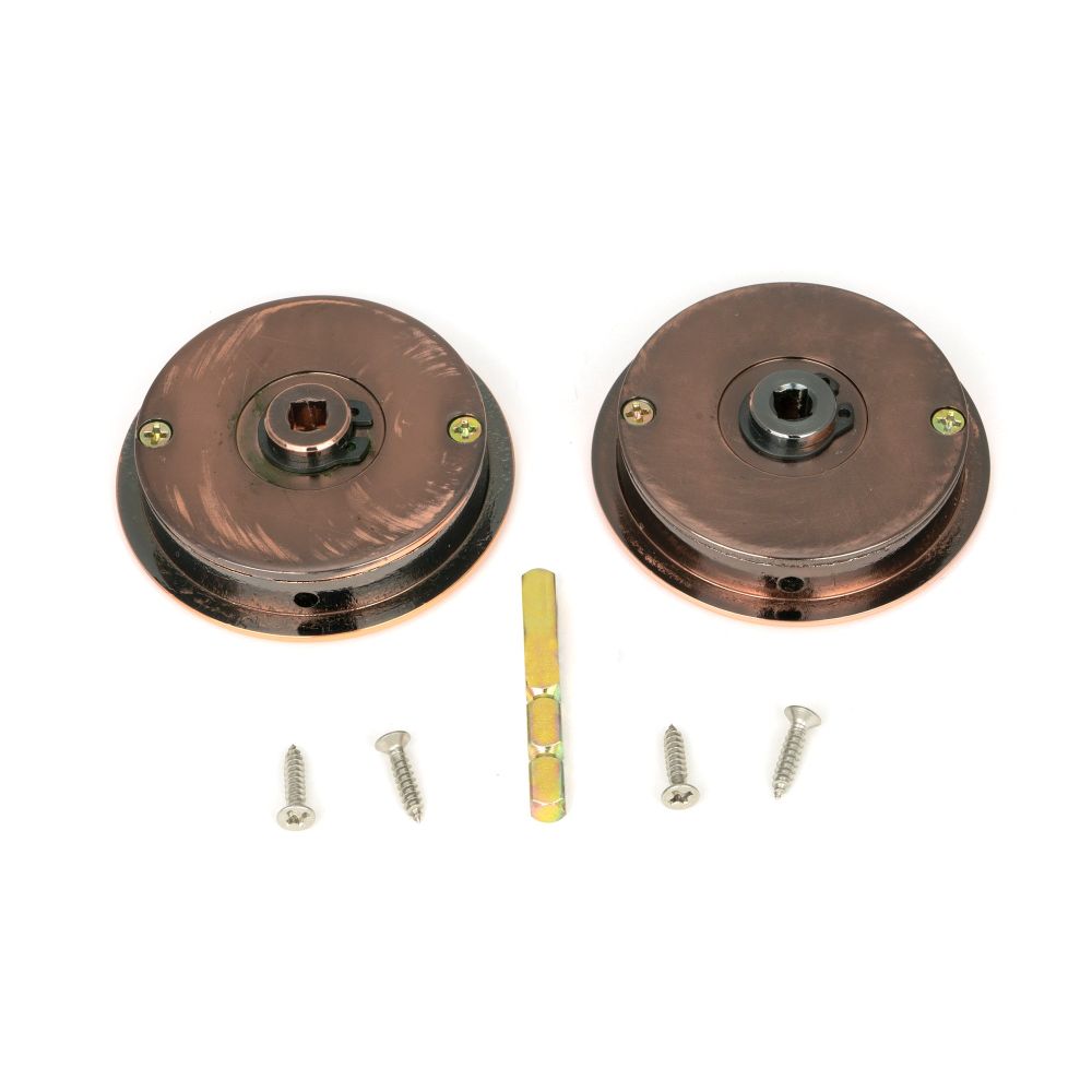 From The Anvil - Polished Bronze 60mm Art Deco Round Pull - Privacy Set | Sku. 50146 | Trade Door Handles.