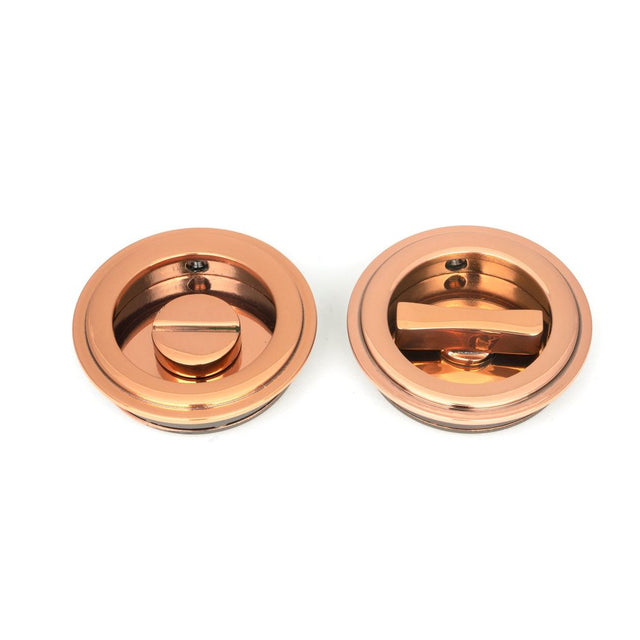 From The Anvil - Polished Bronze 60mm Art Deco Round Pull - Privacy Set | Sku. 50146 | Trade Door Handles.