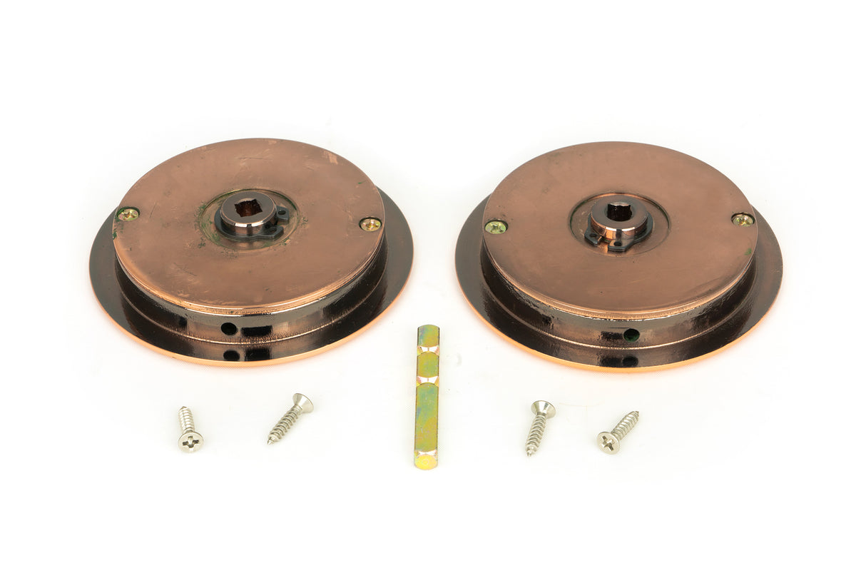 From The Anvil - Polished Bronze 75mm Art Deco Round Pull - Privacy Set | Sku. 50147 | Trade Door Handles.