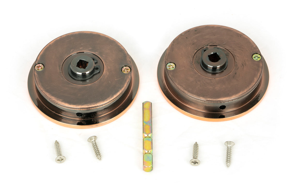 From The Anvil - Polished Bronze 60mm Plain Round Pull - Privacy Set | Sku. 50148 | Trade Door Handles.