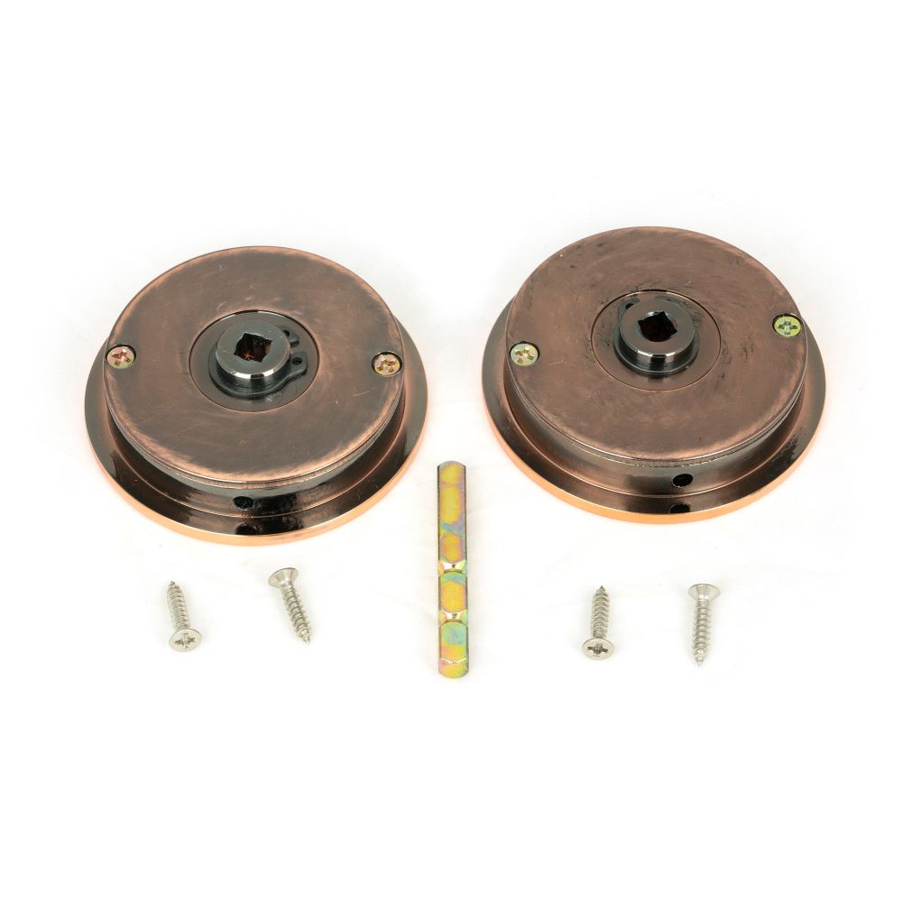 From The Anvil - Polished Bronze 60mm Plain Round Pull - Privacy Set | Sku. 50148 | Trade Door Handles.