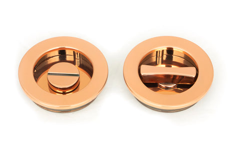 From The Anvil - Polished Bronze 60mm Plain Round Pull - Privacy Set | Sku. 50148 | Trade Door Handles.