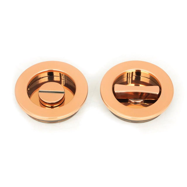 From The Anvil - Polished Bronze 60mm Plain Round Pull - Privacy Set | Sku. 50148 | Trade Door Handles.