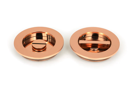 From The Anvil - Polished Bronze 75mm Plain Round Pull - Privacy Set | Sku. 50149 | Trade Door Handles.