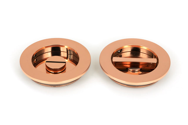 From The Anvil - Polished Bronze 75mm Plain Round Pull - Privacy Set | Sku. 50149 | Trade Door Handles.