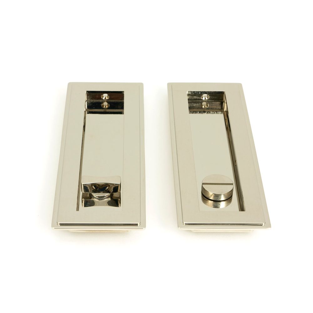 From The Anvil - Polished Nickel 175mm Art Deco Rectangular Pull -Privacy Set | Sku. 50156 | Trade Door Handles.