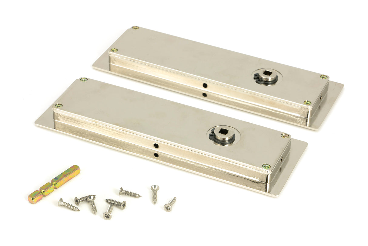 From The Anvil - Polished Nickel 175mm Art Deco Rectangular Pull -Privacy Set | Sku. 50156 | Trade Door Handles.