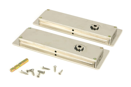 From The Anvil - Polished Nickel 175mm Art Deco Rectangular Pull -Privacy Set | Sku. 50156 | Trade Door Handles.