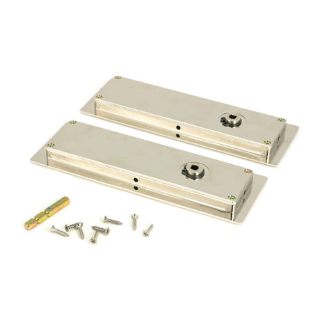 From The Anvil - Polished Nickel 175mm Art Deco Rectangular Pull -Privacy Set | Sku. 50156 | Trade Door Handles.
