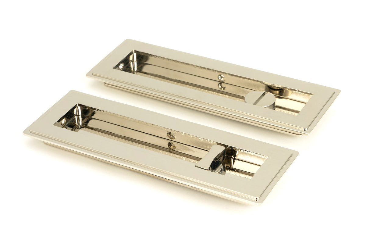 From The Anvil - Polished Nickel 175mm Art Deco Rectangular Pull -Privacy Set | Sku. 50156 | Trade Door Handles.