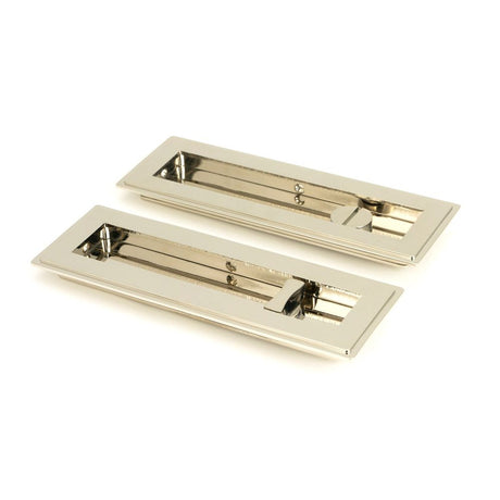 From The Anvil - Polished Nickel 175mm Art Deco Rectangular Pull -Privacy Set | Sku. 50156 | Trade Door Handles.