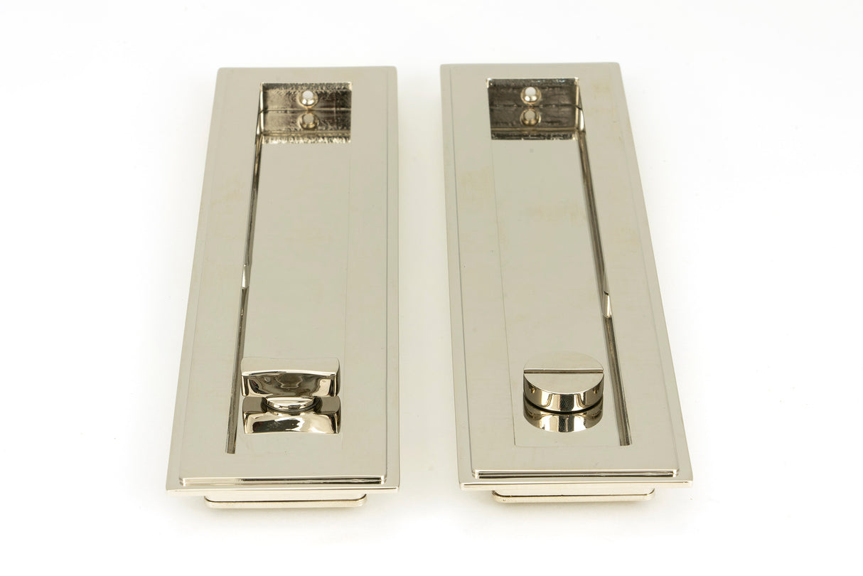 From The Anvil - Polished Nickel 250mm Art Deco Rectangular Pull -Privacy Set | Sku. 50157 | Trade Door Handles.