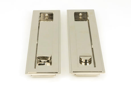 From The Anvil - Polished Nickel 250mm Art Deco Rectangular Pull -Privacy Set | Sku. 50157 | Trade Door Handles.
