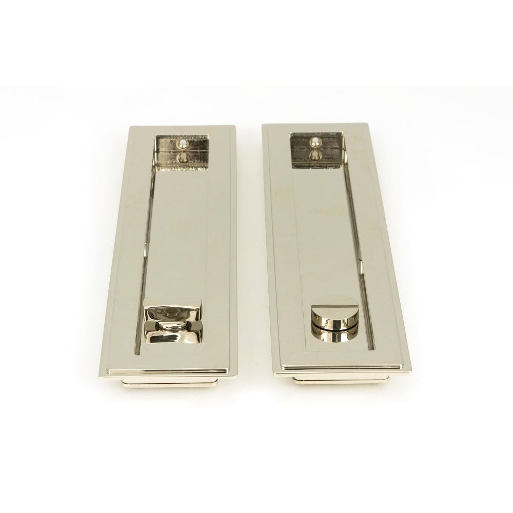 From The Anvil - Polished Nickel 250mm Art Deco Rectangular Pull -Privacy Set | Sku. 50157 | Trade Door Handles.