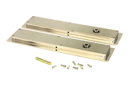 From The Anvil - Polished Nickel 250mm Art Deco Rectangular Pull -Privacy Set | Sku. 50157 | Trade Door Handles.