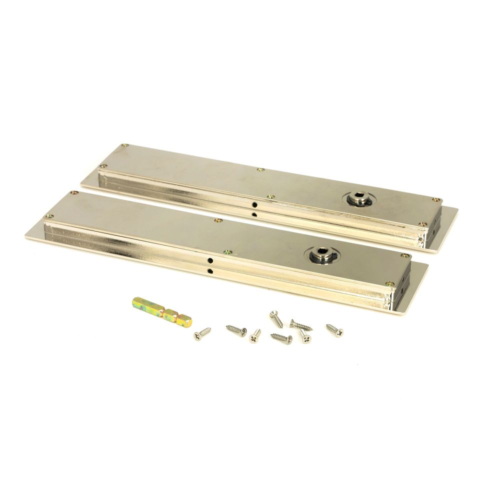 From The Anvil - Polished Nickel 250mm Art Deco Rectangular Pull -Privacy Set | Sku. 50157 | Trade Door Handles.
