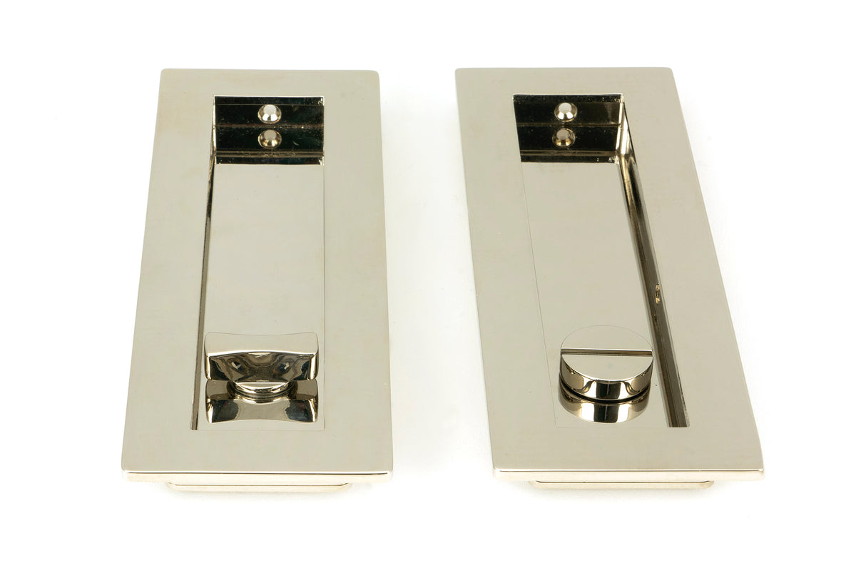 From The Anvil - Polished Nickel 175mm Plain Rectangular Pull - Privacy Set | Sku. 50158 | Trade Door Handles.