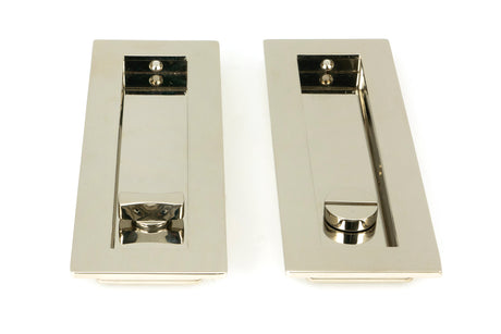 From The Anvil - Polished Nickel 175mm Plain Rectangular Pull - Privacy Set | Sku. 50158 | Trade Door Handles.