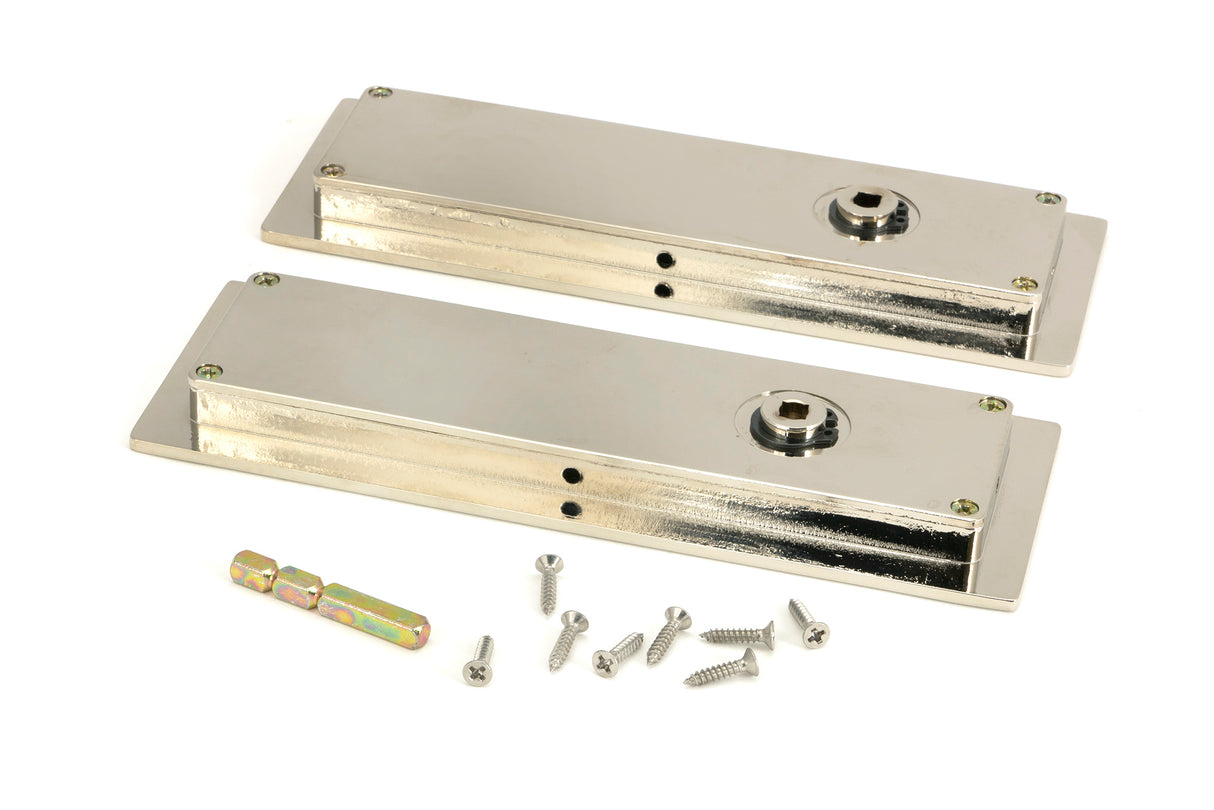 From The Anvil - Polished Nickel 175mm Plain Rectangular Pull - Privacy Set | Sku. 50158 | Trade Door Handles.
