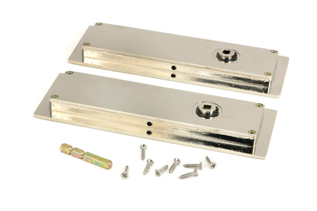From The Anvil - Polished Nickel 175mm Plain Rectangular Pull - Privacy Set | Sku. 50158 | Trade Door Handles.