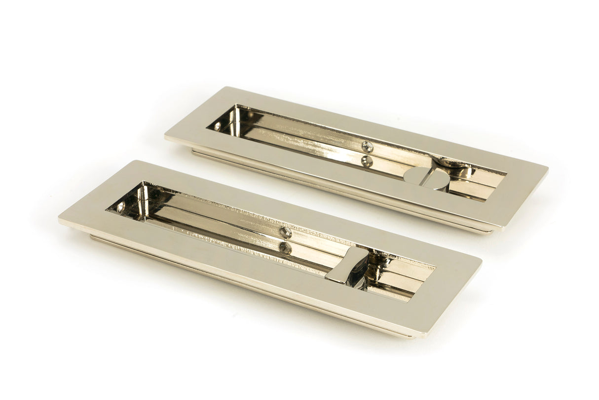From The Anvil - Polished Nickel 175mm Plain Rectangular Pull - Privacy Set | Sku. 50158 | Trade Door Handles.