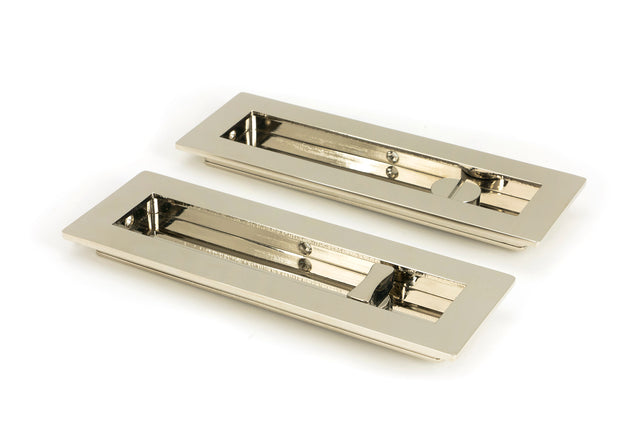 From The Anvil - Polished Nickel 175mm Plain Rectangular Pull - Privacy Set | Sku. 50158 | Trade Door Handles.