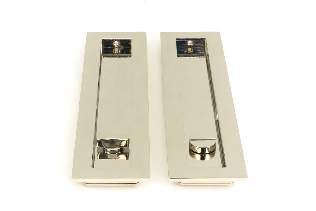 From The Anvil - Polished Nickel 250mm Plain Rectangular Pull - Privacy Set | Sku. 50159 | Trade Door Handles.