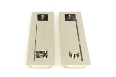From The Anvil - Polished Nickel 250mm Plain Rectangular Pull - Privacy Set | Sku. 50159 | Trade Door Handles.