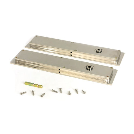 From The Anvil - Polished Nickel 250mm Plain Rectangular Pull - Privacy Set | Sku. 50159 | Trade Door Handles.
