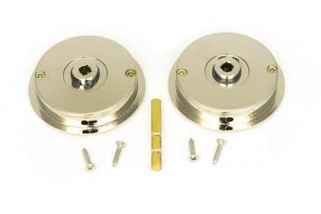 From The Anvil - Polished Nickel 60mm Art Deco Round Pull - Privacy Set | Sku. 50164 | Trade Door Handles.
