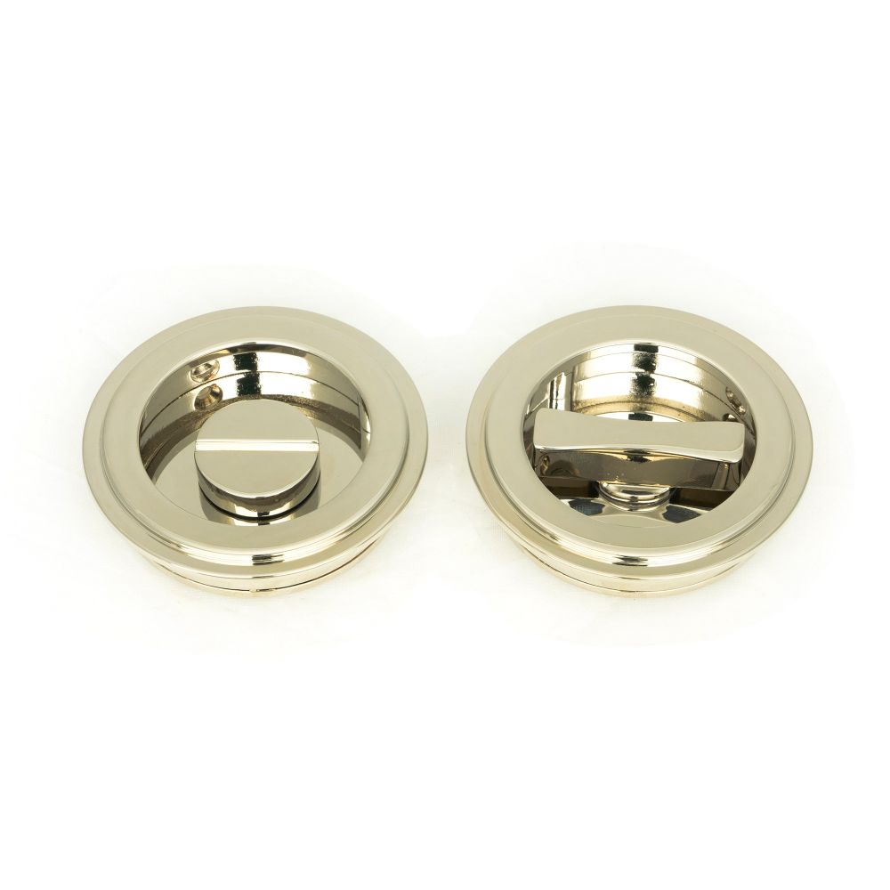 From The Anvil - Polished Nickel 60mm Art Deco Round Pull - Privacy Set | Sku. 50164 | Trade Door Handles.
