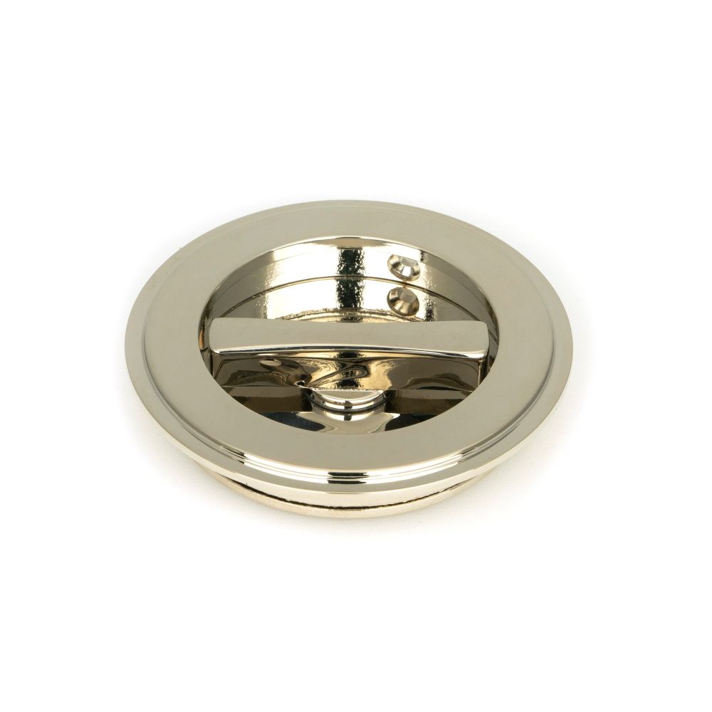 From The Anvil - Polished Nickel 75mm Art Deco Round Pull - Privacy Set | Sku. 50165 | Trade Door Handles.