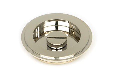 From The Anvil - Polished Nickel 75mm Art Deco Round Pull - Privacy Set | Sku. 50165 | Trade Door Handles.