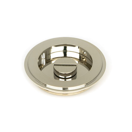 From The Anvil - Polished Nickel 75mm Art Deco Round Pull - Privacy Set | Sku. 50165 | Trade Door Handles.