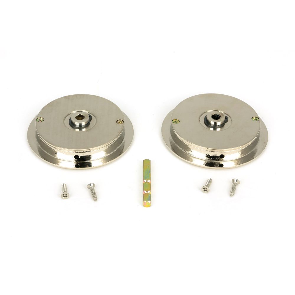 From The Anvil - Polished Nickel 75mm Art Deco Round Pull - Privacy Set | Sku. 50165 | Trade Door Handles.