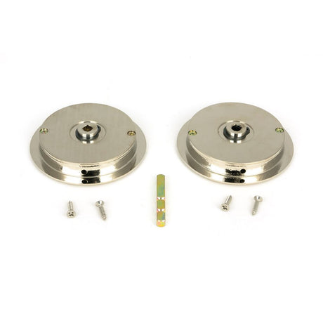 From The Anvil - Polished Nickel 75mm Art Deco Round Pull - Privacy Set | Sku. 50165 | Trade Door Handles.