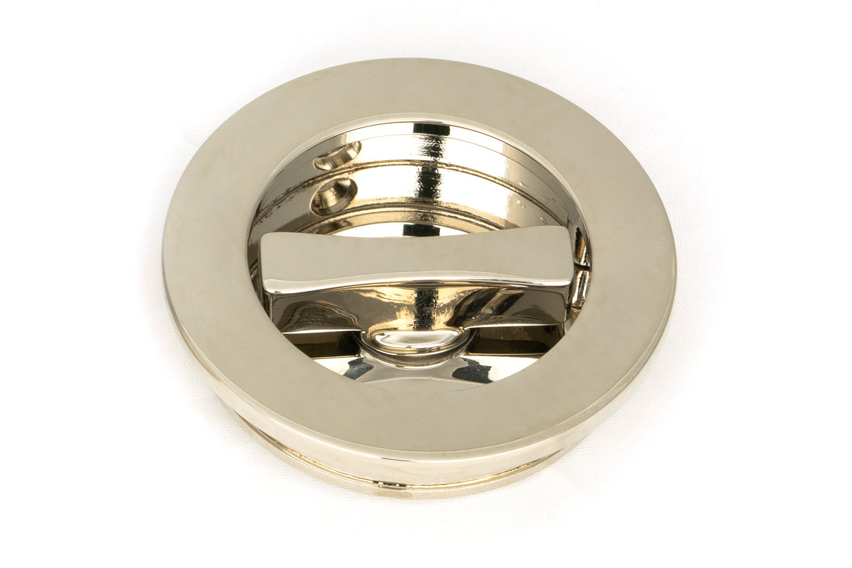 From The Anvil - Polished Nickel 60mm Plain Round Pull - Privacy Set | Sku. 50166 | Trade Door Handles.