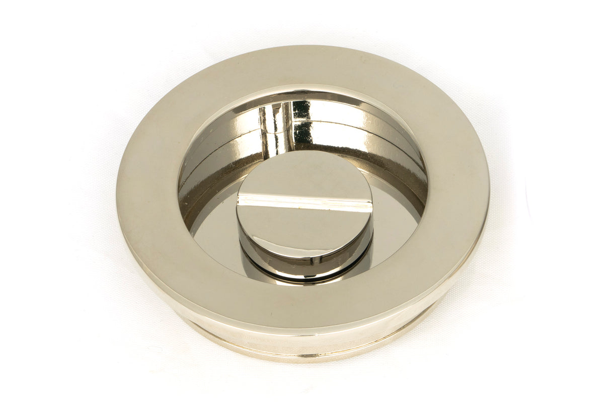 From The Anvil - Polished Nickel 60mm Plain Round Pull - Privacy Set | Sku. 50166 | Trade Door Handles.