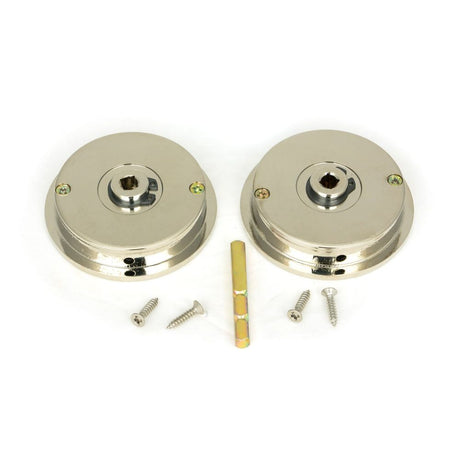 From The Anvil - Polished Nickel 60mm Plain Round Pull - Privacy Set | Sku. 50166 | Trade Door Handles.