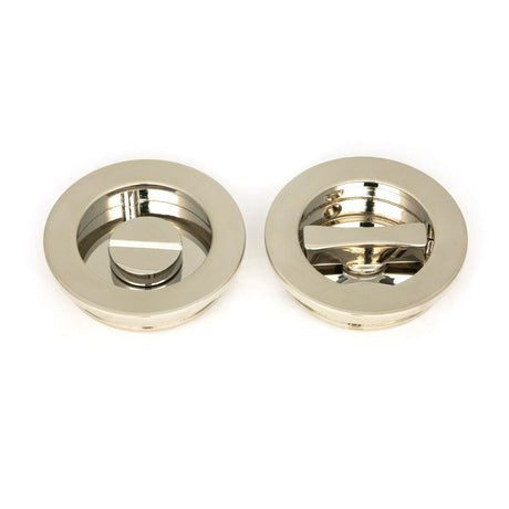 From The Anvil - Polished Nickel 60mm Plain Round Pull - Privacy Set | Sku. 50166 | Trade Door Handles.