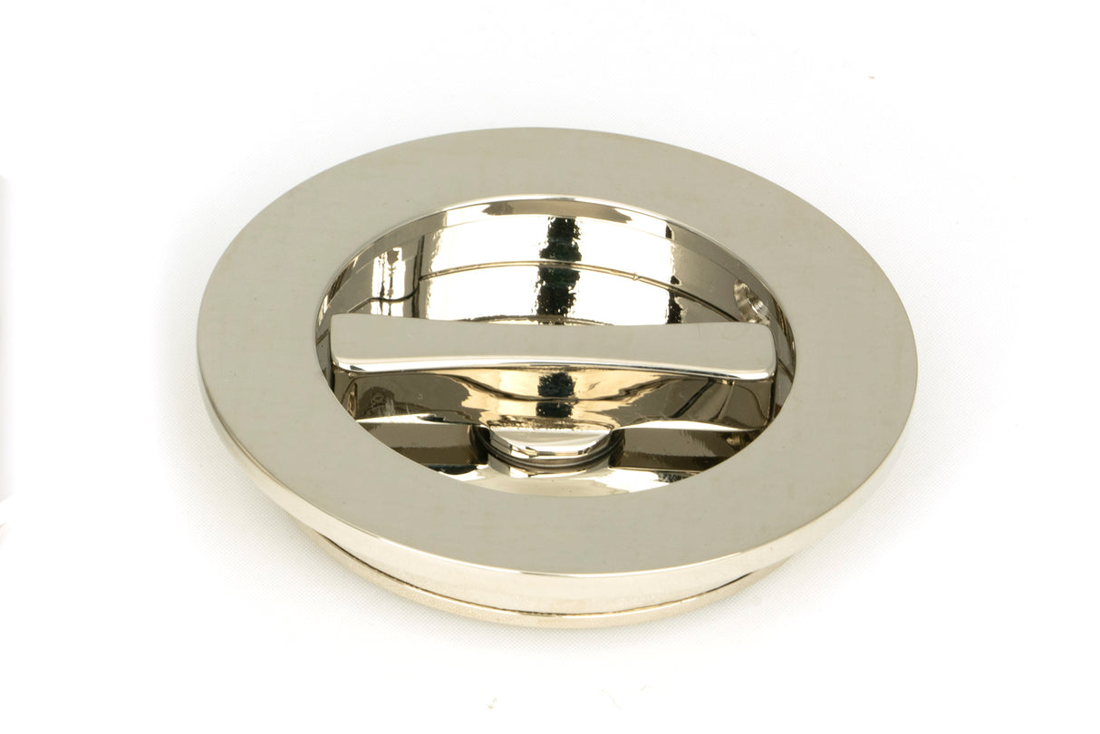 From The Anvil - Polished Nickel 75mm Plain Round Pull - Privacy Set | Sku. 50167 | Trade Door Handles.
