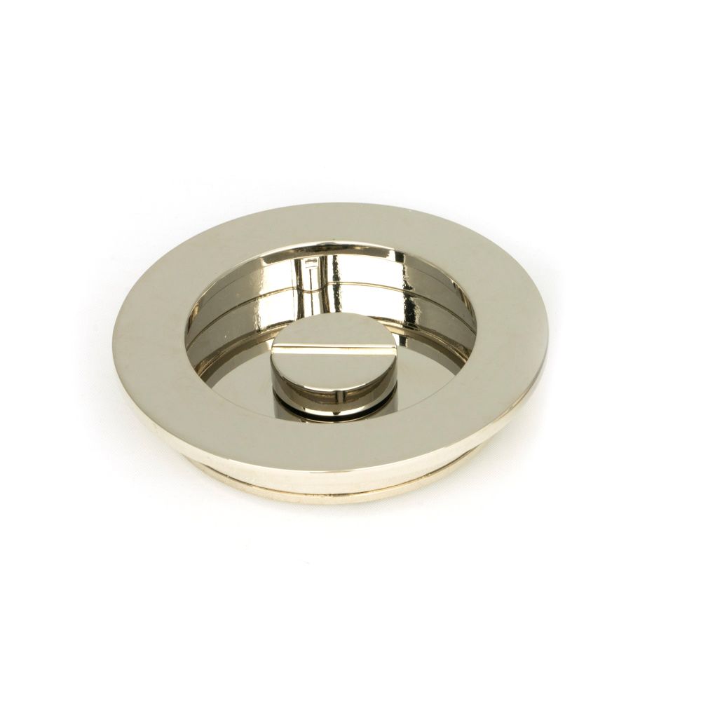 From The Anvil - Polished Nickel 75mm Plain Round Pull - Privacy Set | Sku. 50167 | Trade Door Handles.