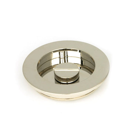 From The Anvil - Polished Nickel 75mm Plain Round Pull - Privacy Set | Sku. 50167 | Trade Door Handles.