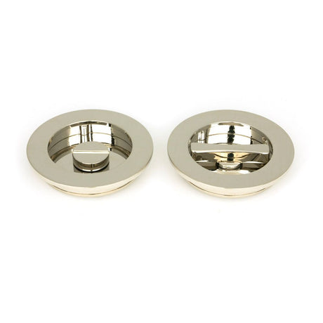 From The Anvil - Polished Nickel 75mm Plain Round Pull - Privacy Set | Sku. 50167 | Trade Door Handles.